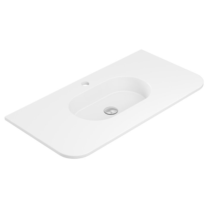 fienza Lola Matte Full Depth Curved Ceramic Basin Top 900mm 1TH
