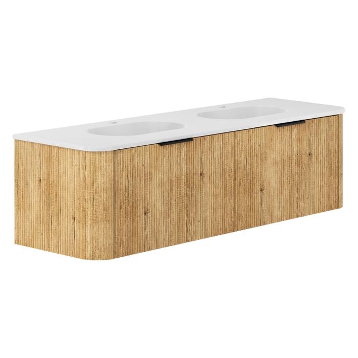 fienza Lola Matte Minka Curved Scandi Oak 1500 Wall-Hung Vanity 1TH