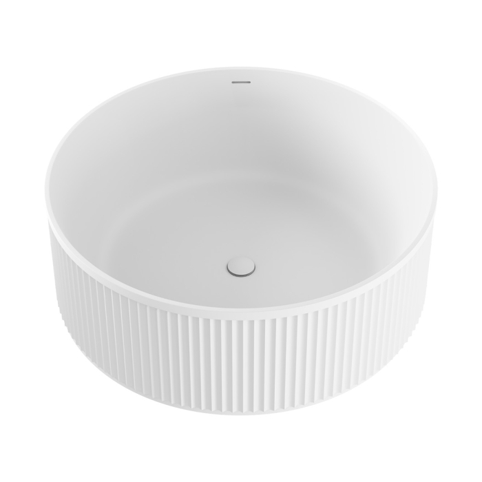 fienza Minka Solid Surface Round Bath 1500mm Matte White