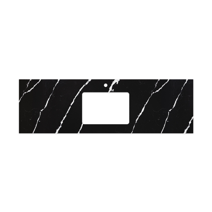Fienza Nero Vena Silica Free Stone Top Rectangular Full Depth With Single Undermount Basin Hole & Tap Hole 1500mm
