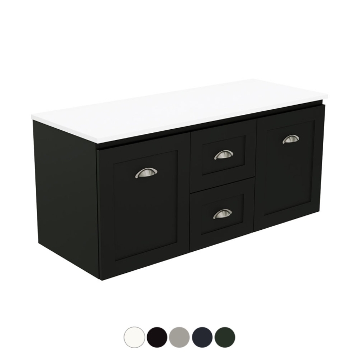 Fienza Newport Door & Drawer 1200 Double Bowl Wall Hung Vanity