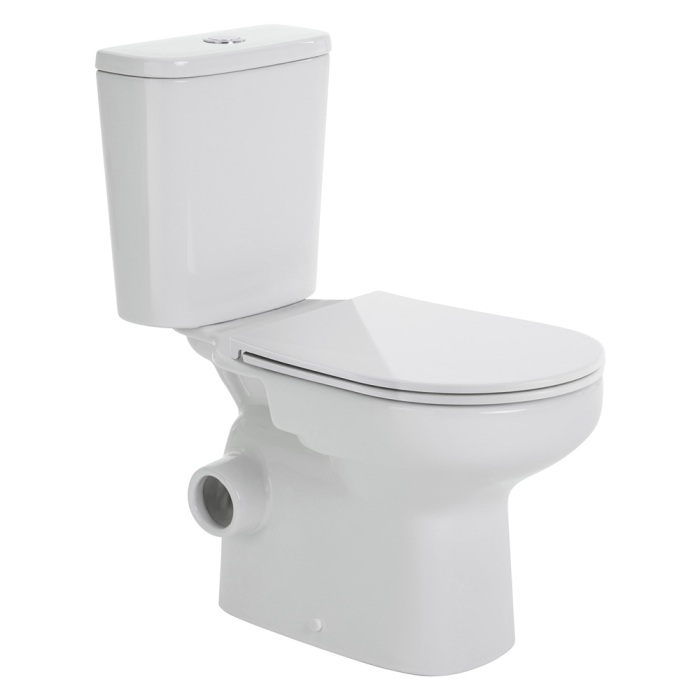 fienza Petra Close-Coupled Toilet Suite Left Skew Trap Gloss White with Slim Seat