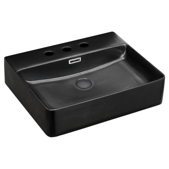 fienza Petra Matte Black Above Counter Basin 3 Tap Holes