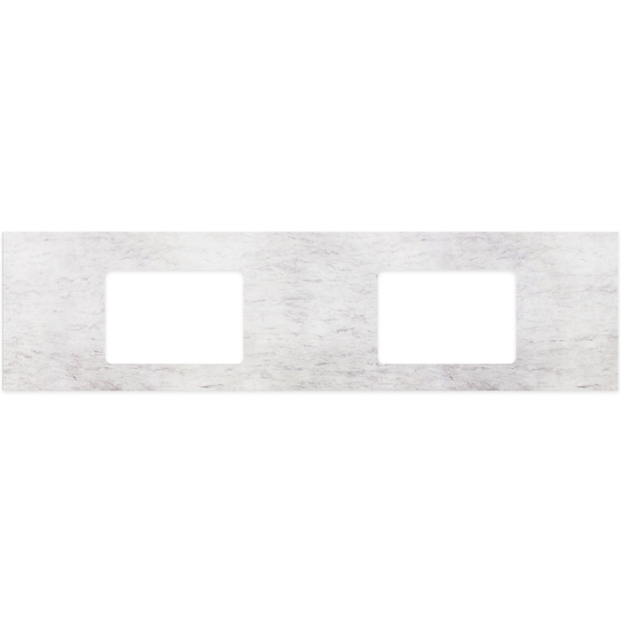 fienza Polar Sacco Silica Free Stone Top Rectangular Full Depth with Double Undermount Basin Holes 1800mm
