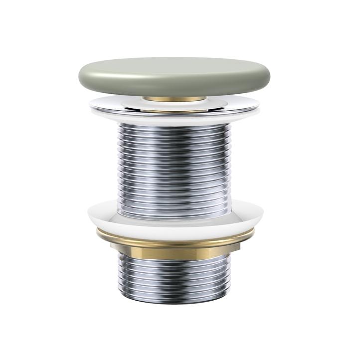 fienza Pop-Up 32mm Non-Overflow Basin Waste Matte Olive Flat Ceramic Cap