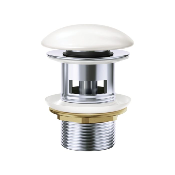 fienza Pop-Up 32mm Overflow Basin Waste Gloss White Ceramic Cap