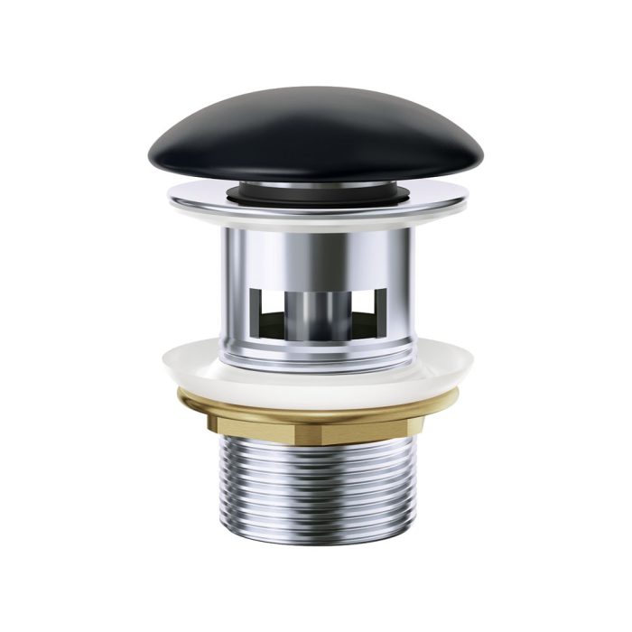 fienza Pop-Up 32mm Overflow Basin Waste Matte Black Ceramic Cap