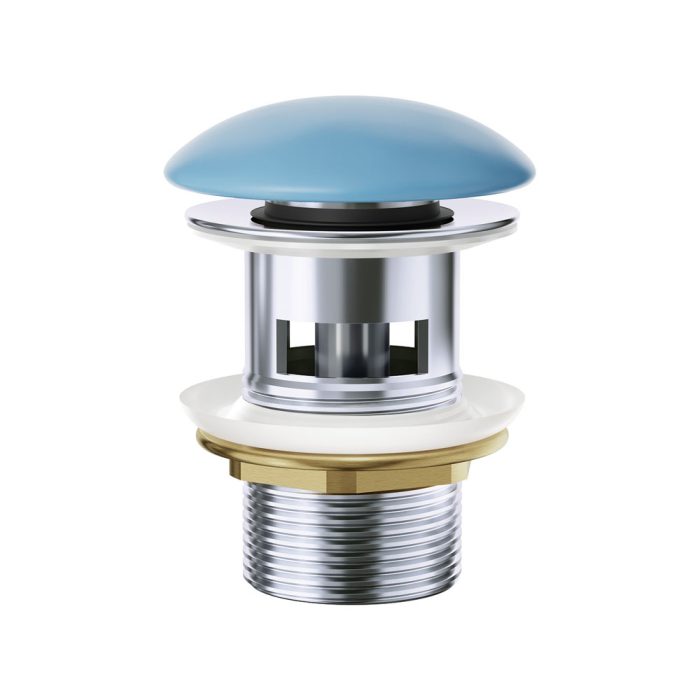 fienza Pop-Up 32mm Overflow Basin Waste Matte Blue Ceramic Cap