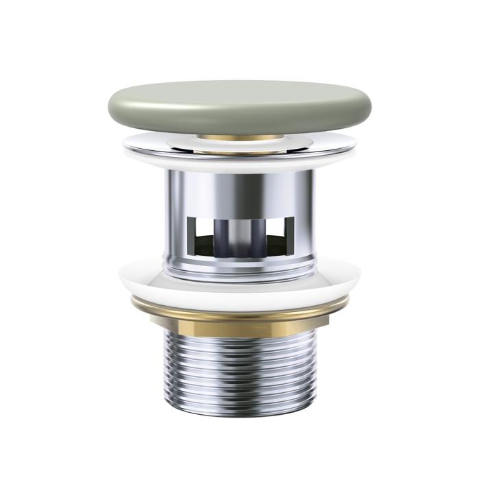 fienza Pop-Up 32mm Overflow Basin Waste Matte Olive Flat Ceramic Cap