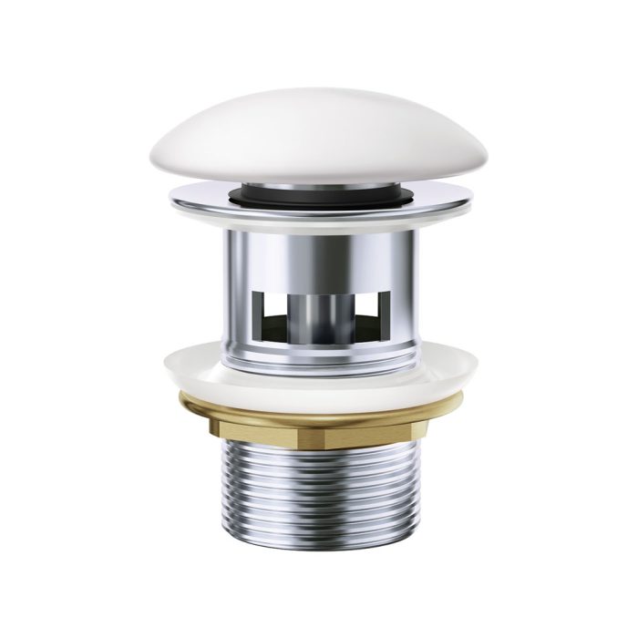 fienza Pop-Up 32mm Overflow Basin Waste Matte White Ceramic Cap