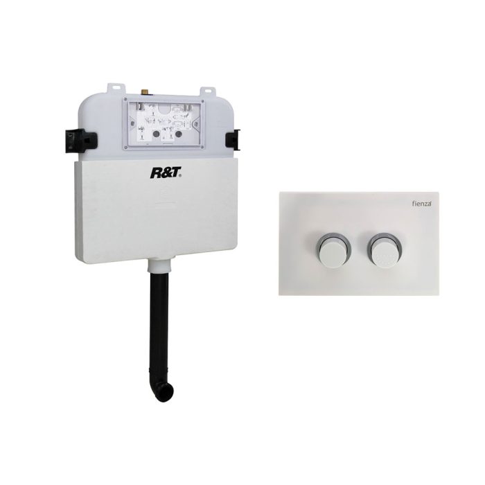 fienza R&T Pneumatic In-Wall Cistern for Wall-Faced Pans White Buttons