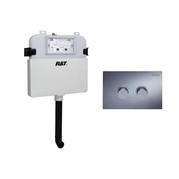fienza R&T Pneumatic In-Wall Cistern for Wall-Faced Pans Chrome Buttons