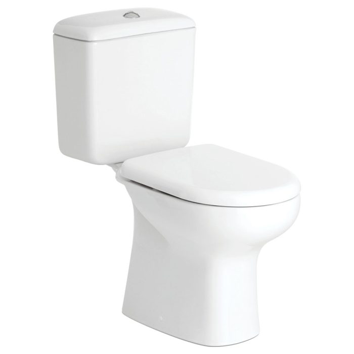 fienza RAK Liwa White Close-Coupled Toilet Suite Alpine White with S-Trap 140