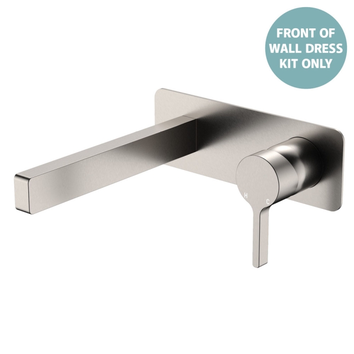 fienza Sansa Wall Basin Mixer Dress Kit Rectangular Plate Brushed Nickel