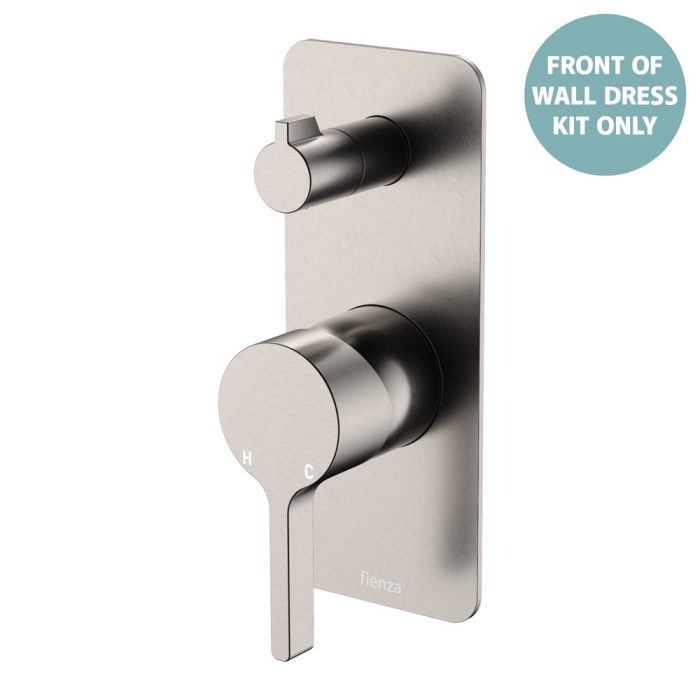 fienza Sansa Wall Diverter Mixer Dress Kit Rectangular Plate Brushed Nickel