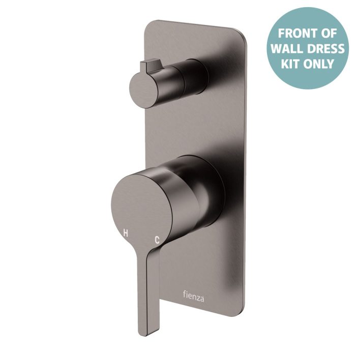 fienza Sansa Wall Diverter Mixer Dress Kit Rectangular Plate Gun Metal