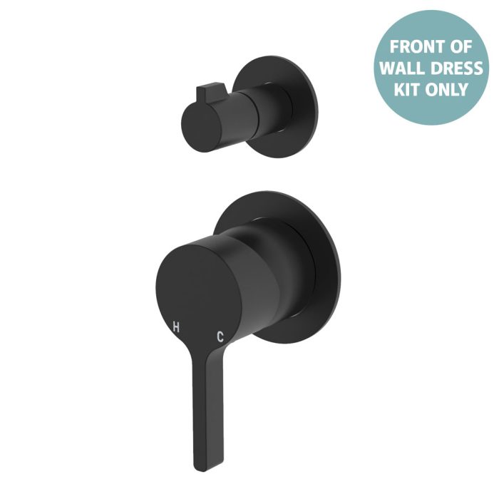 fienza Sansa Wall Diverter Mixer Dress Kit Small Round Plates Matte Black