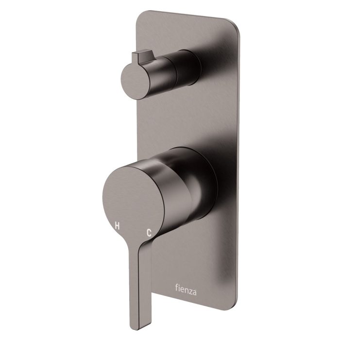 fienza Sansa Wall Diverter Mixer Rectangular Plate Gun Metal