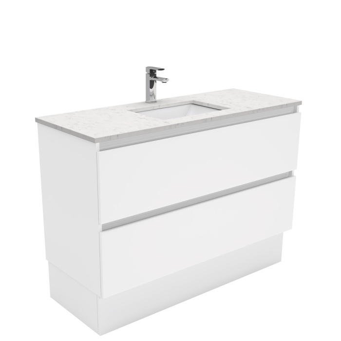 fienza Sarah Bianco Marble Undermount 1200 Quest Vanity on Kick