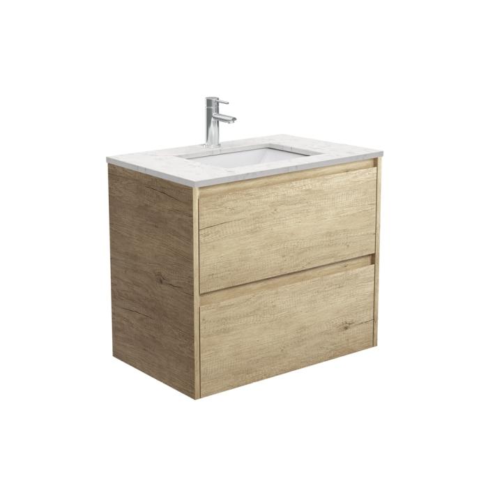 fienza Sarah Bianco Marble Undermount 750 Amato Scandi Oak Wall-Hung Vanity