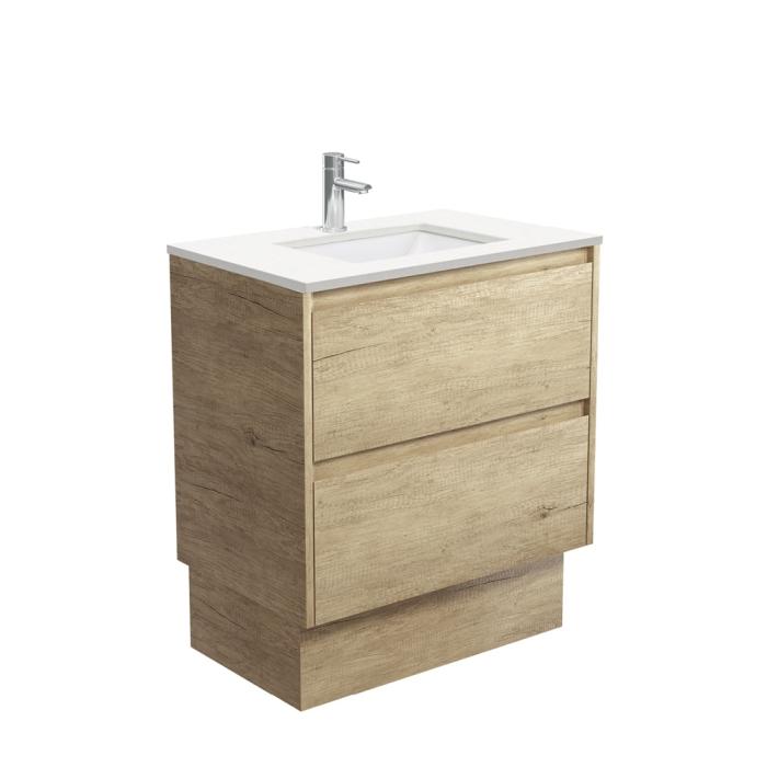 Fienza Sarah Crystal Pure Undermount 750 Amato Scandi Oak Vanity On Kick