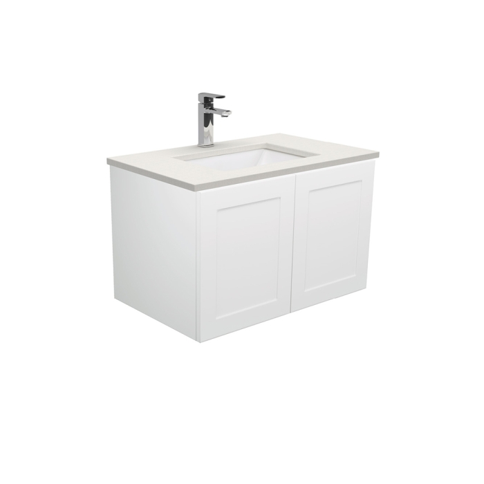 fienza Sarah Roman Sand Undermount 750 Mila Wall-Hung Vanity Left Drawers