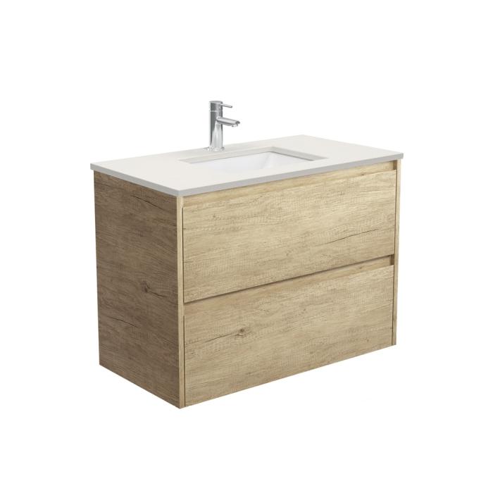 fienza Sarah Roman Sand Undermount 900 Amato Scandi Oak Wall-Hung Vanity