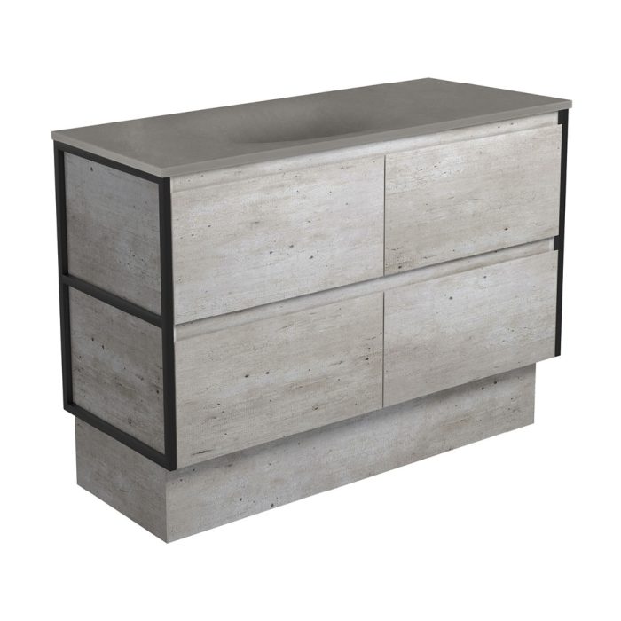 Fienza Satori Amato 1200 Industrial Vanity On Kick Matte Black Frames