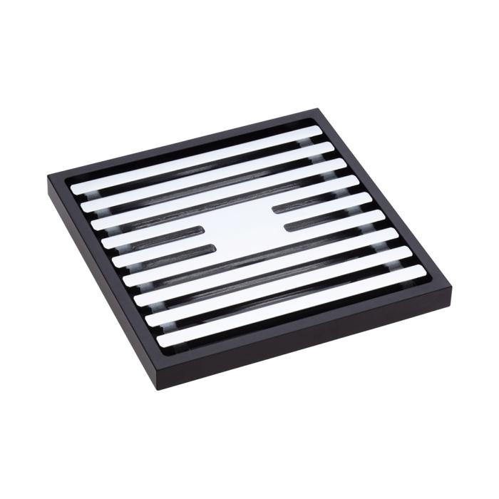 fienza Square Slim Grate Floor Waste 80mm Chrome/Black Mixed