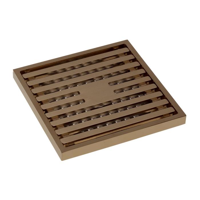 fienza Square Slim Grate Floor Waste 88mm Outlet Brushed Copper