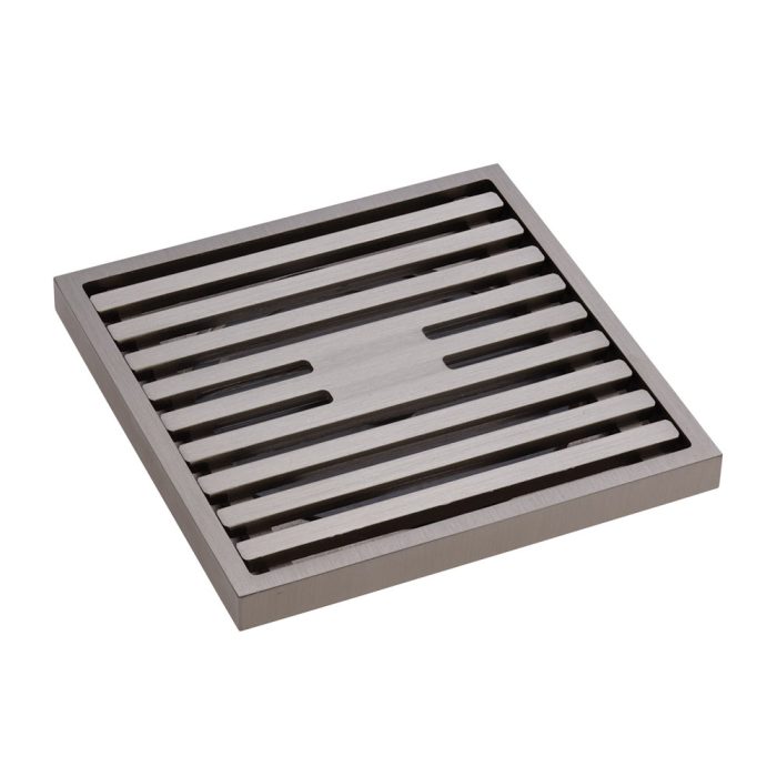 fienza Square Slim Grate Floor Waste 88mm Outlet Brushed Nickel