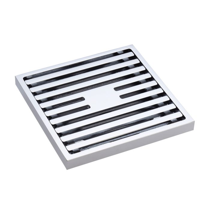 fienza Square Slim Grate Floor Waste 88mm Outlet Chrome