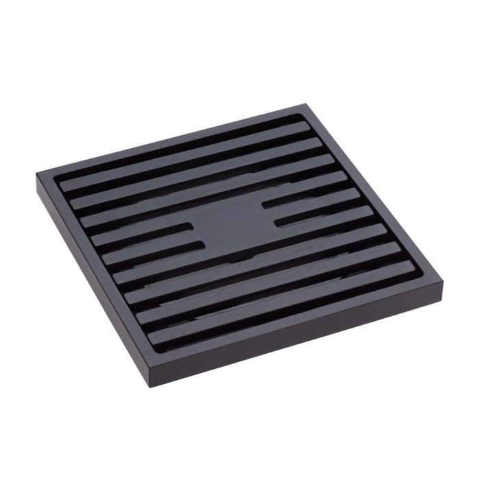 fienza Square Slim Grate Floor Waste 88mm Outlet Matte Black