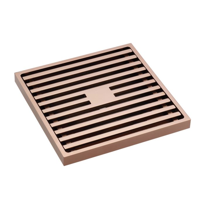 fienza Square Slim Grate Floor Waste 88mm Outlet Rose Gold