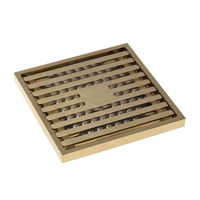 fienza Square Slim Grate Floor Waste 88mm Outlet Urban Brass