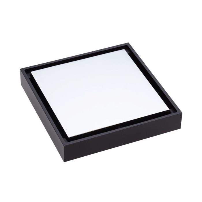 fienza Square Tile 2-in-1 Floor Waste 88mm Outlet Matte Black and Chrome