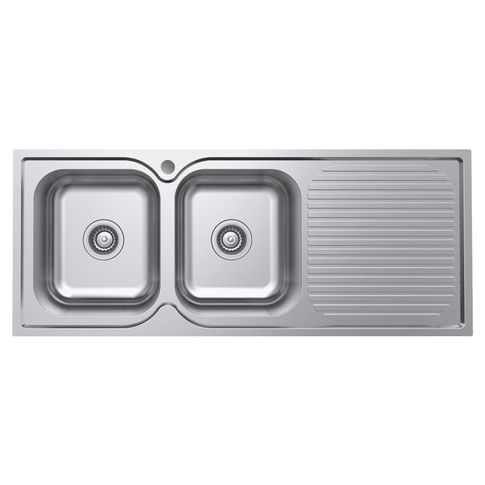 fienza Tiva 1180 Double Kitchen Sink with Drainer Left Bowl