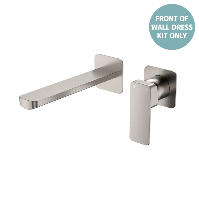 fienza TONO Basin/Bath Wall Mixer Dress Kit Small Square Plates 160mm Brushed Nickel