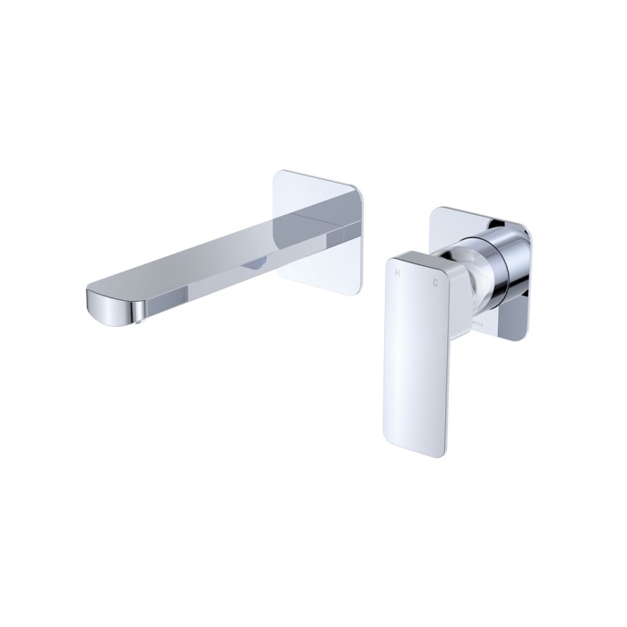 fienza Tono Basin/Bath Wall Mixer Set Square Plates 160mm Outlet Chrome fienza Tono Basin/Bath Wall Mixer Set Square Plates 160mm Outlet Chrome