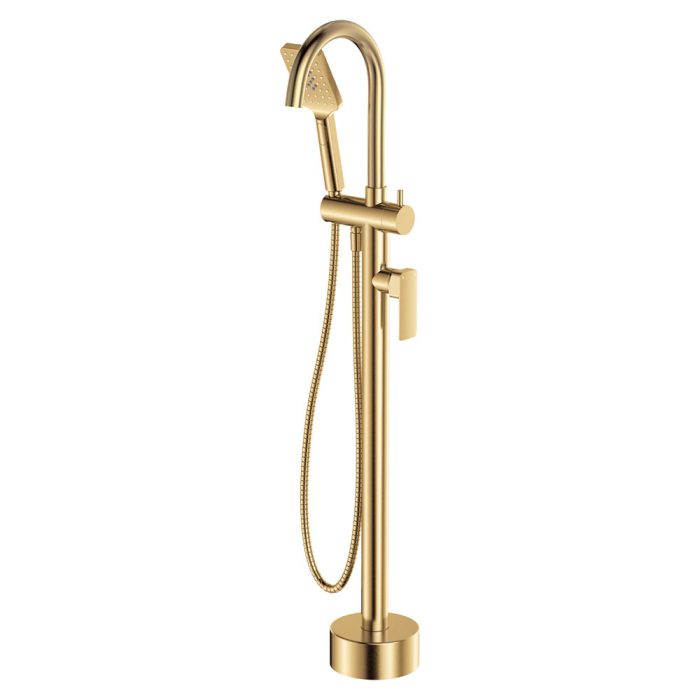 fienza Tono Floor Mounted Bath Mixer With Hand Shower Urban Brass