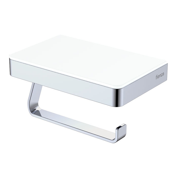 fienza Tono Toilet Roll Holder with Glass Shelf Chrome