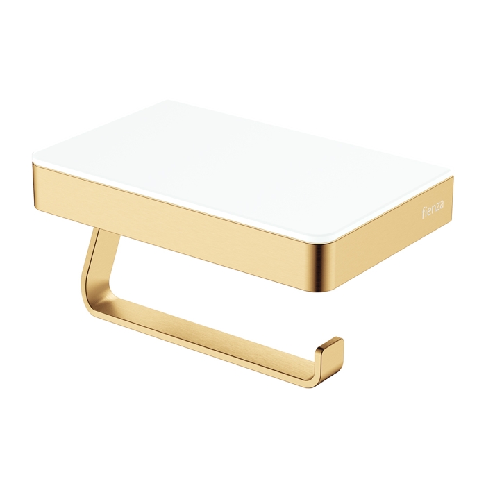 fienza Tono Toilet Roll Holder with Glass Shelf Urban Brass