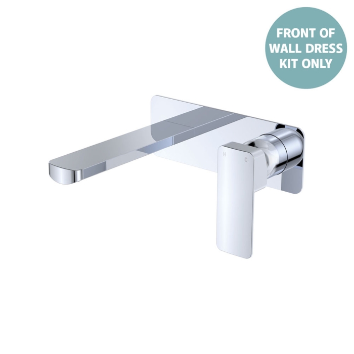 fienza Tono Wall Basin/Bath Mixer Set Dress Kit Chrome Rectangular Plate 160mm Outlet