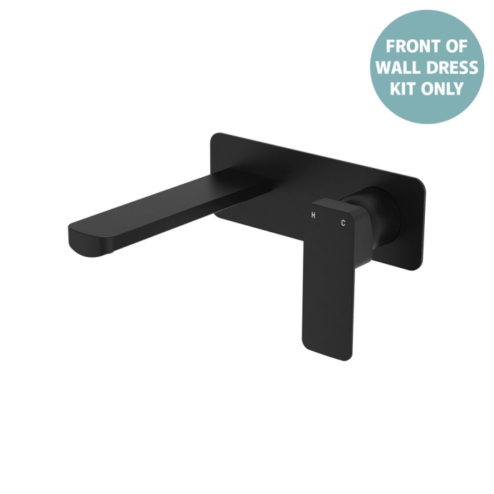 fienza Tono Wall Basin/Bath Mixer Set Dress Kit Matte Black Rectangular Plate 160mm Outlet