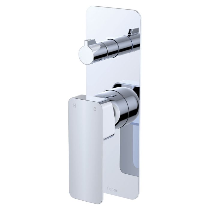 fienza Tono Wall Diverter Mixer Rectangular Plate Chrome