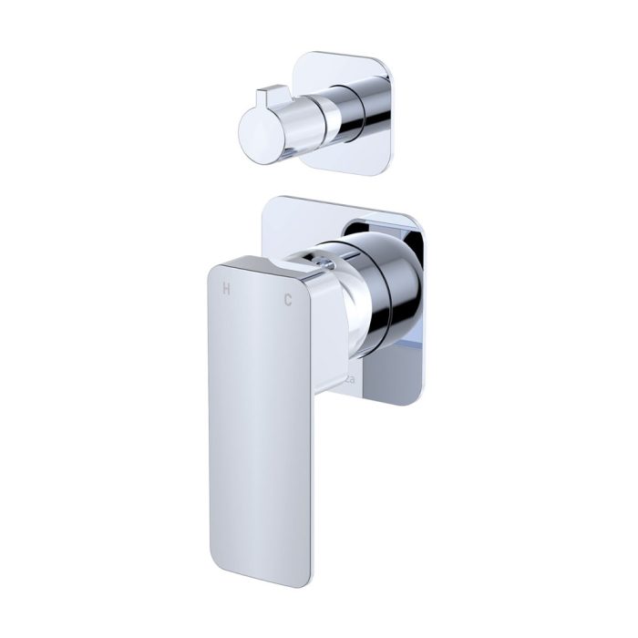 fienza Tono Wall Diverter Mixer Square Plates Chrome