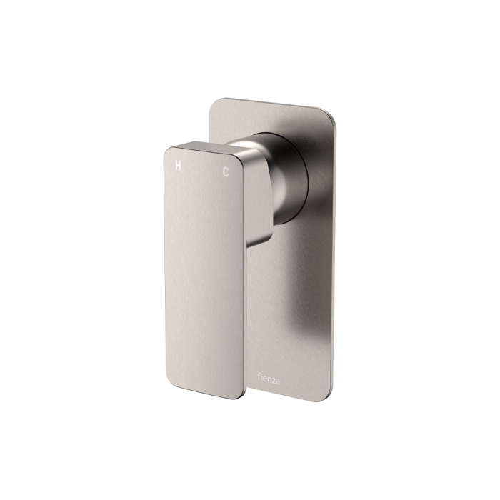 fienza Tono Wall Mixer Rectangular Plate Brushed Nickel