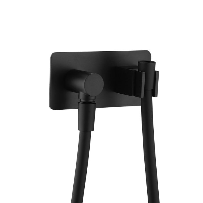 fienza Universal Hand Shower Bracket & Hose Rectangular Plate Matte Black