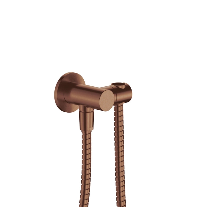 fienza Universal Hand Shower Bracket & Hose Round Plate Brushed Copper