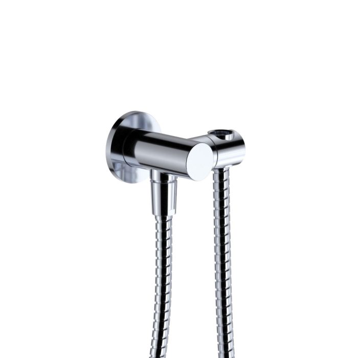 fienza Universal Hand Shower Bracket & Hose Round Plate Chrome